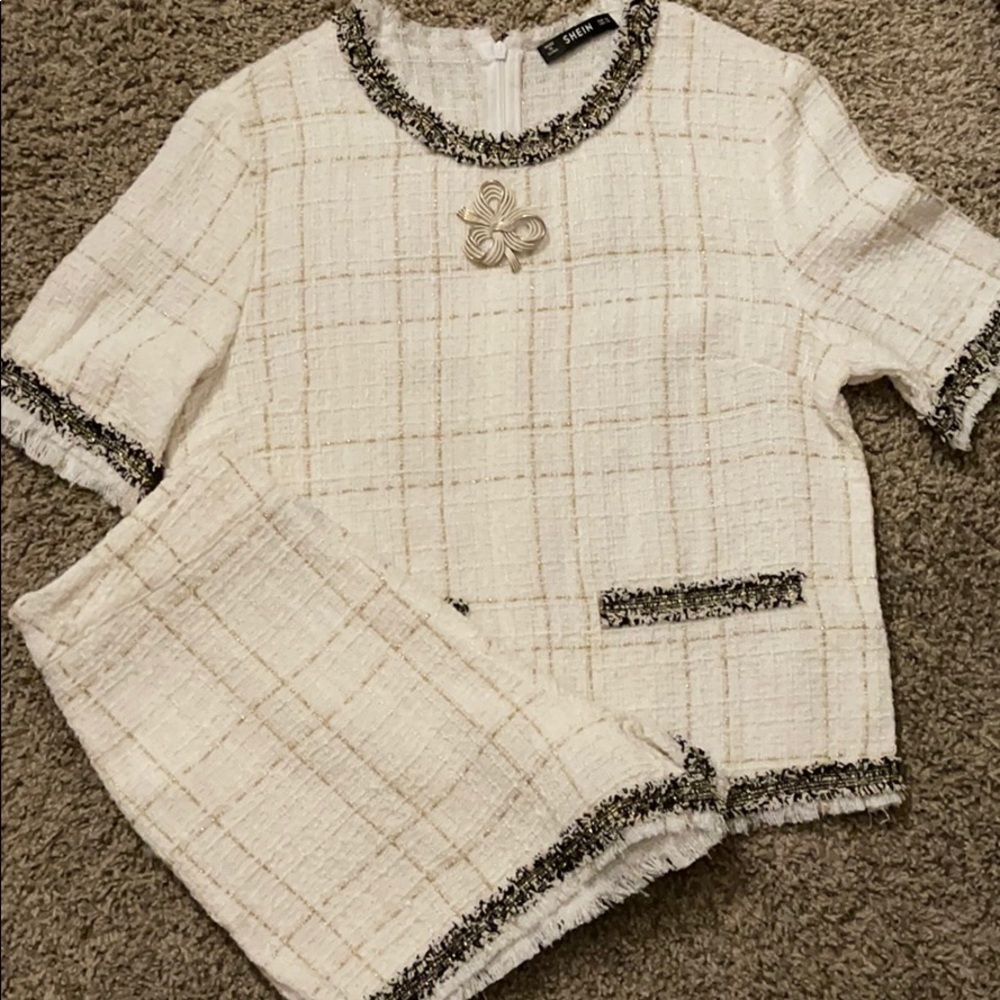 Tweed top and shorts size xs NWT